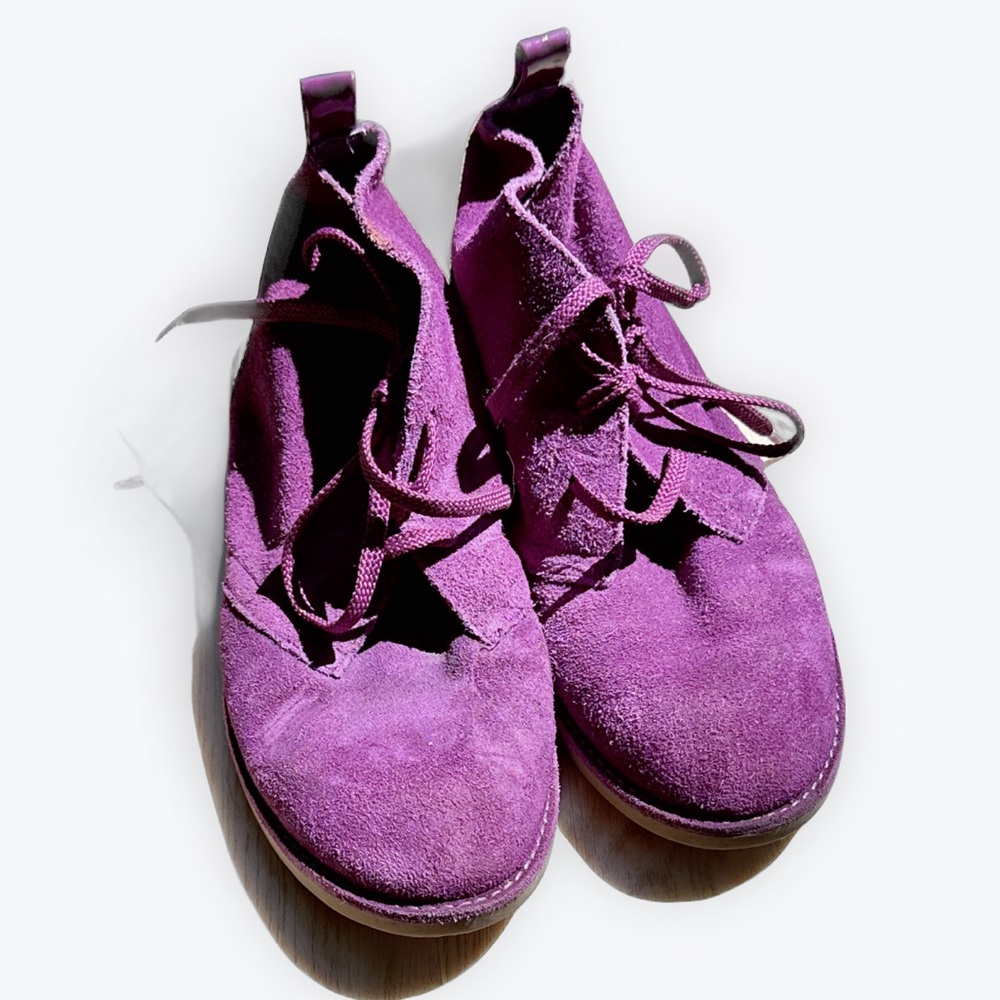Unisex Boho Prairie Lands End Youth Aubergine Chukka Ankle Boot NWOB - see meas.